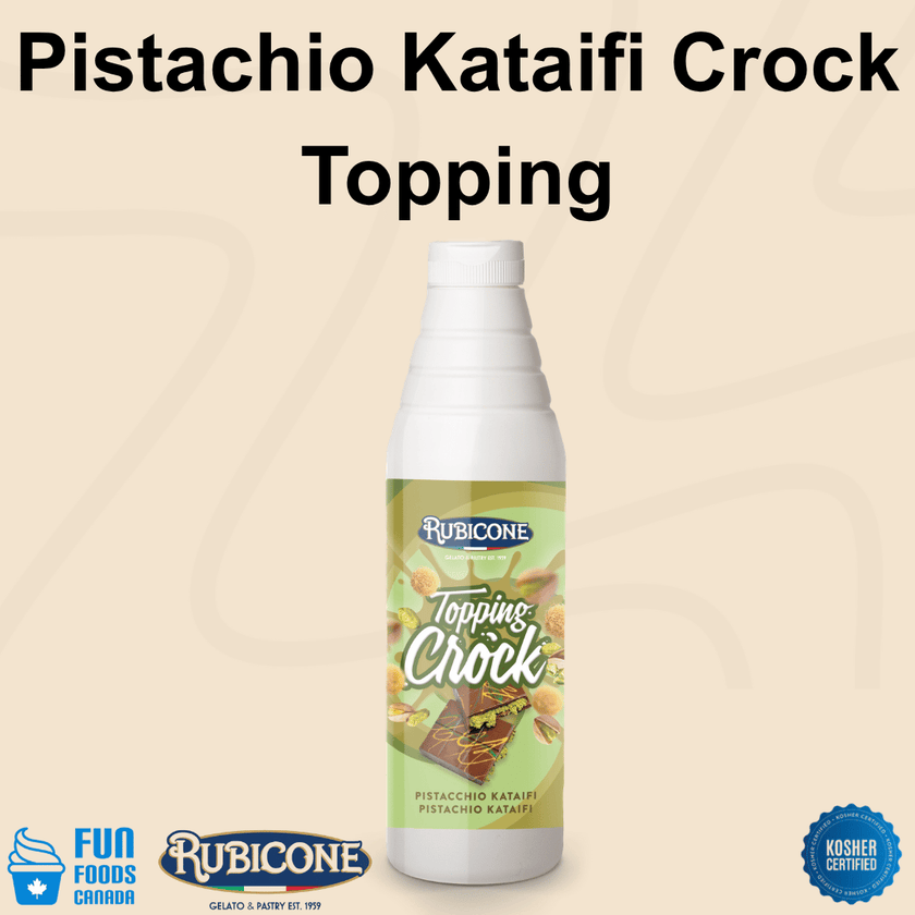 Pistachio Kunafa Kataifi Topping with Pieces (Dubai Chocolate Topping) - 1 KG Squeeze Bottle - Pistachio Kataifi Crock Topping - Rubicone Canada - Ships Free Within Canada on Orders Above CAD $199