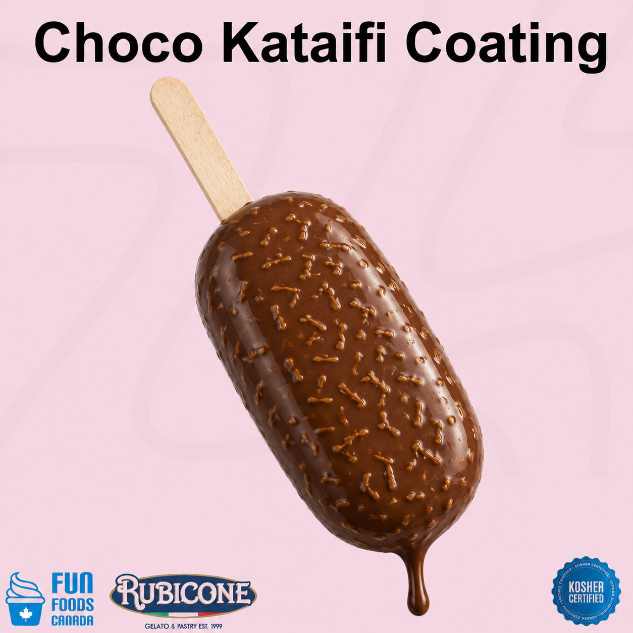 Choco Kataifi (Dubai Chocolate) Dark Chocolate Cone Dip Coating - 1.5 KG Bucket - Rubicone Canada - Made in Italy - Ships Free Within Canada on Orders Above CAD $199