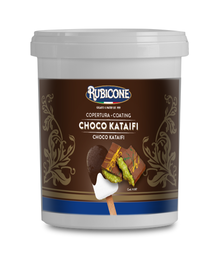 Choco Kataifi (Dubai Chocolate) Dark Chocolate Cone Dip Coating - Vegan - 1.5 KG Bucket - Rubicone Canada - Made in Italy