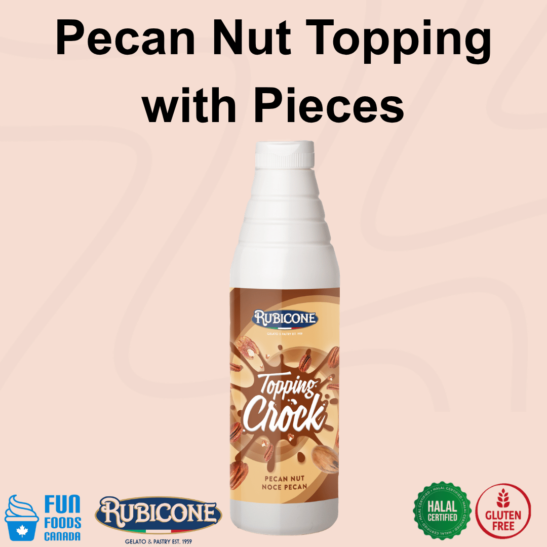 Pecan Nut Topping with Pieces - 1 KG Squeeze Bottle - Pecan Nut Crock Topping - Rubicone Canada - Ships Free Within Canada on Orders Above CAD $199