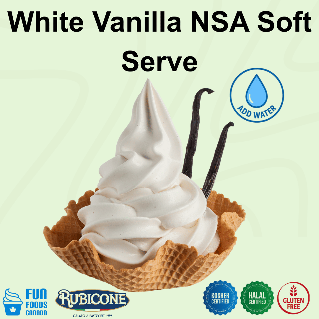 No Sugar Added White Vanilla Soft Serve Mix - NSA White Vanilla - Case of 8 x 1.5 KG bags - Rubicone Canada - Ships Free Within Canada on Orders Above CAD $199