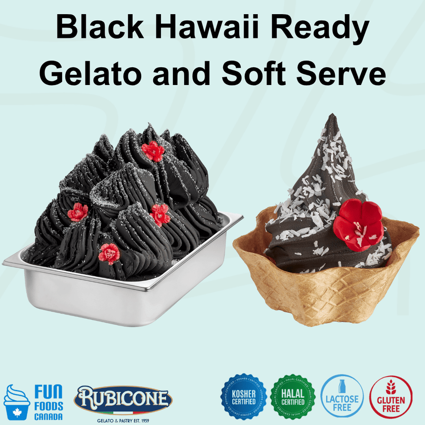 Black Hawaii Ready Base for Gelato & Soft Serve - Case of 8 x 1.45 KG bags - Rubicone Canada - Ships Free Within Canada on Orders Above CAD $199