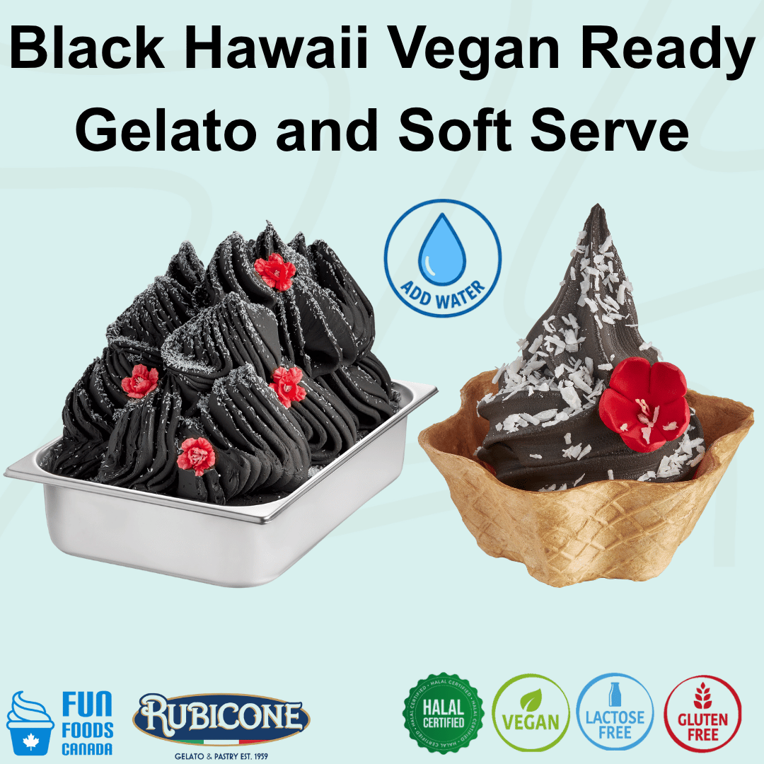 Vegan Black Hawaii Ready Base for Gelato & Soft Serve - Case of 8 x 1.45 KG bags - Rubicone Canada - Ships Free Within Canada on Orders Above CAD $199