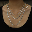 NALA Snake-Skin Textured Triple Layered Silver Necklace
