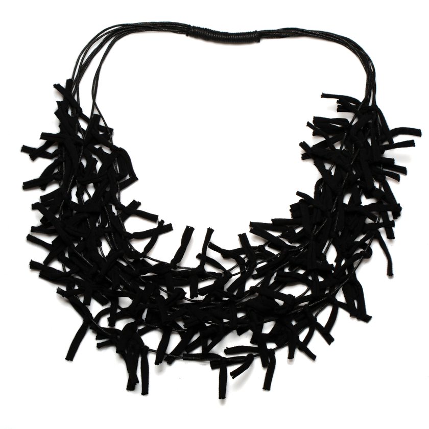 Multi Strand Knotted Fabric Necklace