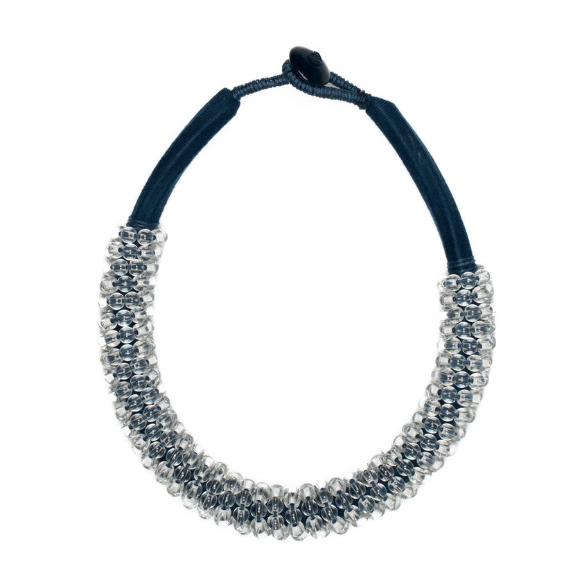 Short Glass Bead & Fabric Wrap Choker