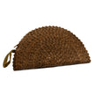 Pandan Leaf Half Moon Clutch Purse - Brown