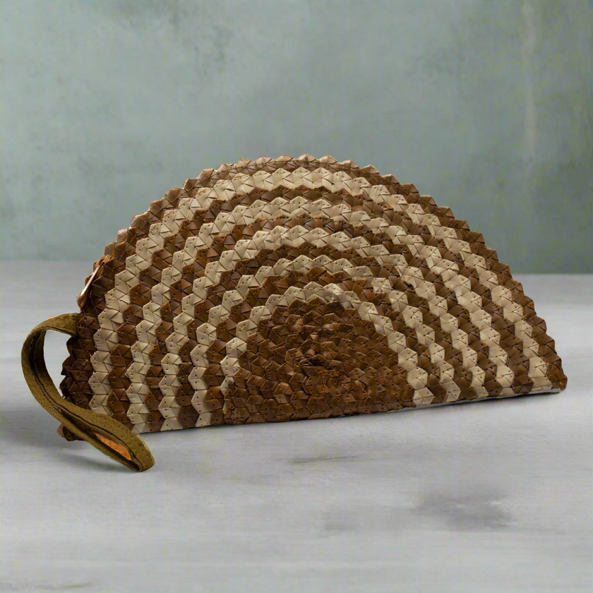 Pandan Leaf Half Moon Clutch Purse - Naturals Mix