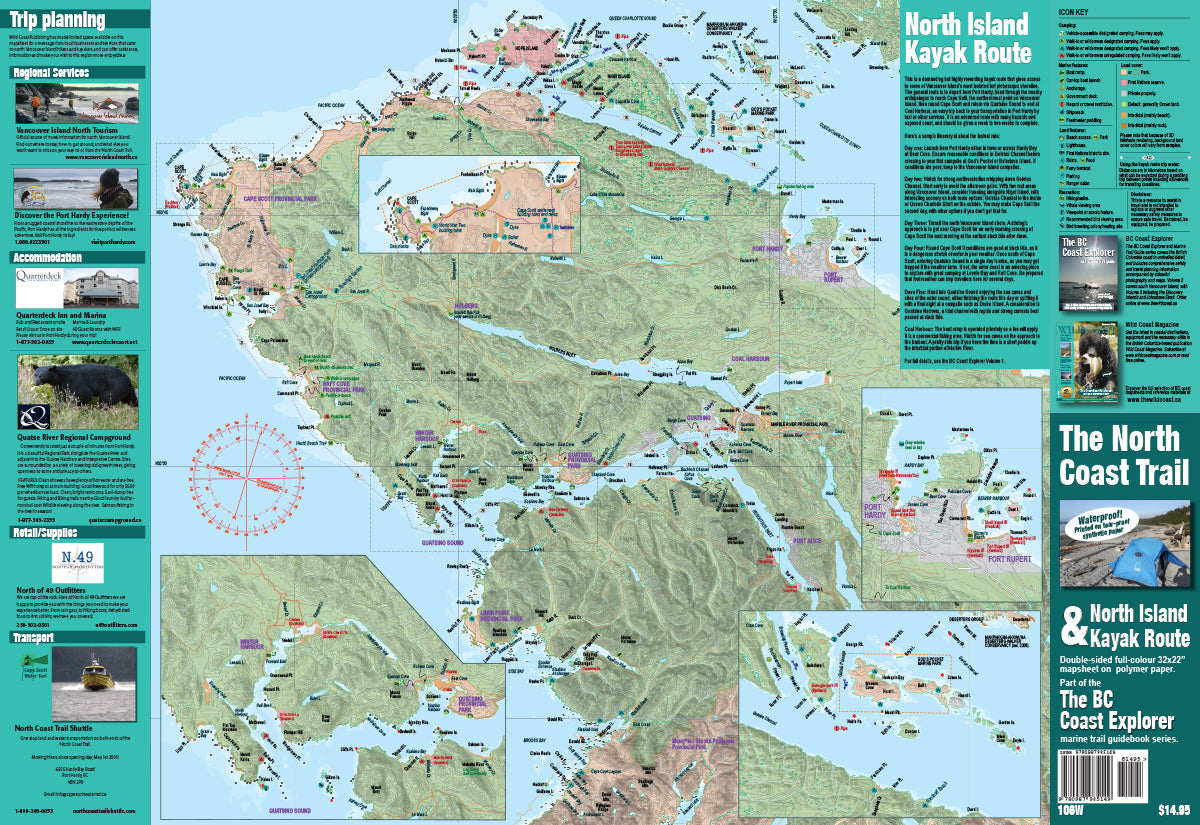 106 North Coast Trail Map / Cape Scott Marine Trail Waterproof Mapsheet