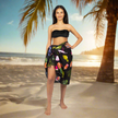 Flamingo & Fruit Print Sarong - Black
