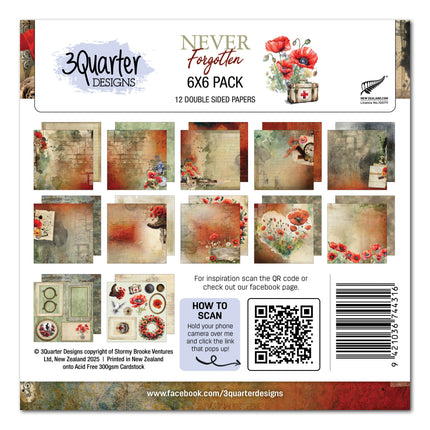 3Quarter Designs Never Forgotten 6x6 Paper Pack
