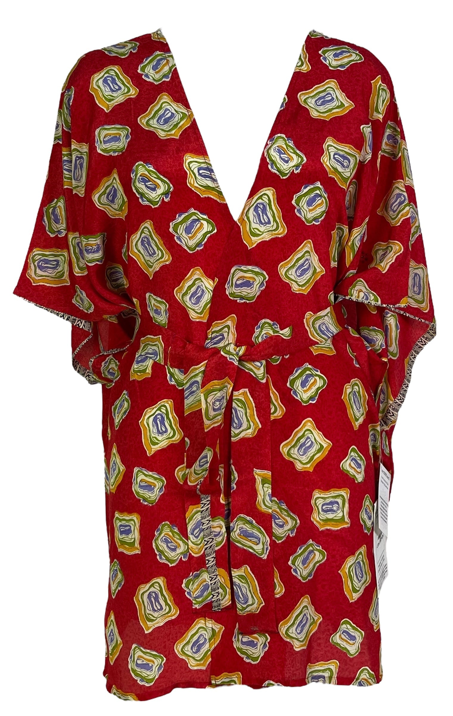 KERRI  PRC6924 Avatar Pure Silk Kimono-Sleeved Jacket with Belt