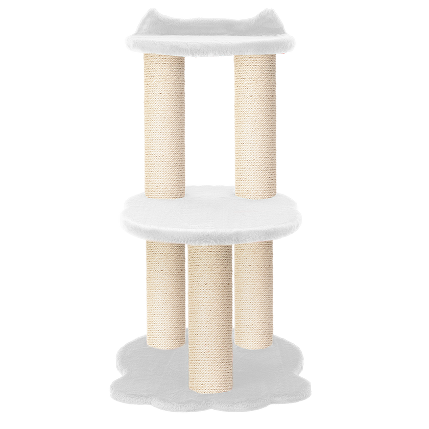 Relaxation - 2-Level Cat Tree - White Faux Fur