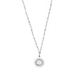 NOMIA Or Blanc (Couleur Argent) : Collier avec pendentif soleil rayonnant en zircone.