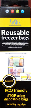 NOSTIK - Freezer Bag w/Clip 4/PK Reusable