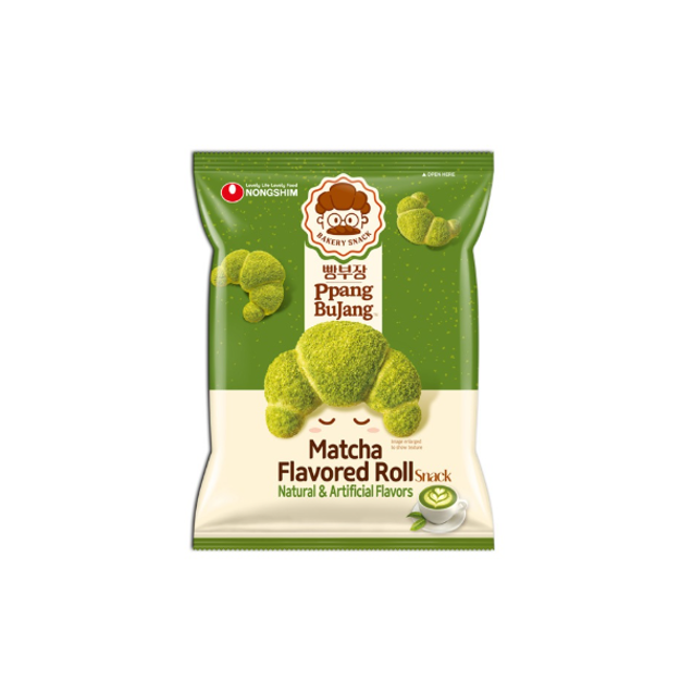 Nongshim Bakery Snack Ppang BuJang Matcha Flavoured Roll Snack (55G) [Best Before Date: 2026.11.26]