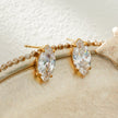 NUIT PARIS Gold: Pavé Zirconia Marquise Stud Earrings – A Sparkling Tribute to the City of Lights