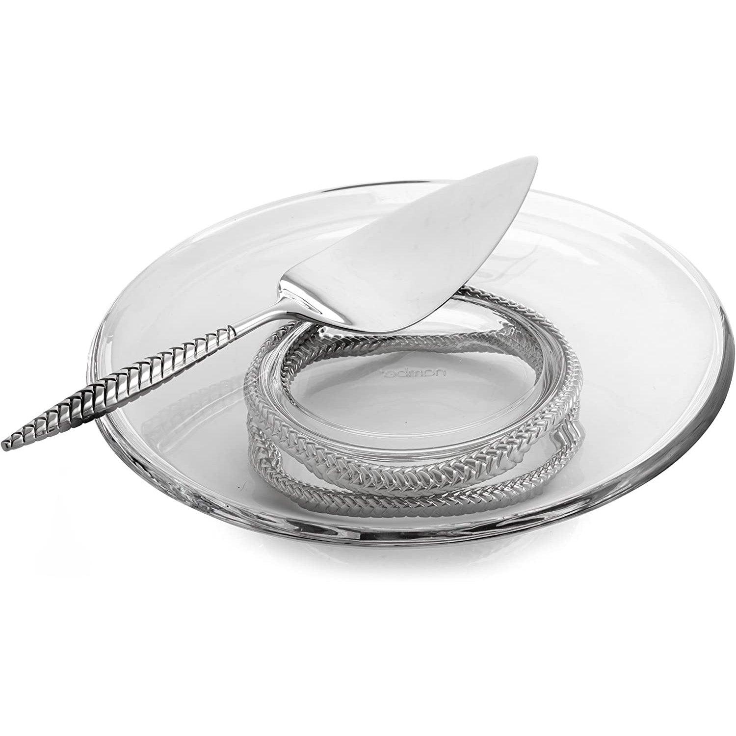 Nambe - Braid Pedestal Cake Plate With Server