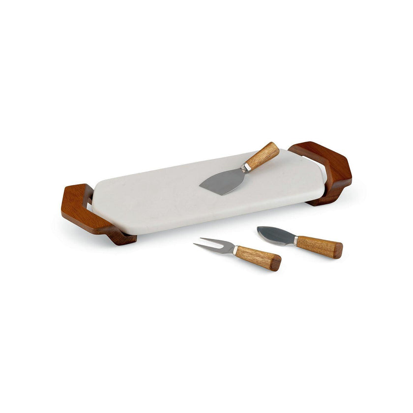 Nambe - Chevron Cheese Traywith Knife | 17 in