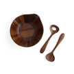 Nambe - Saladier en bois portable avec ustensiles de service