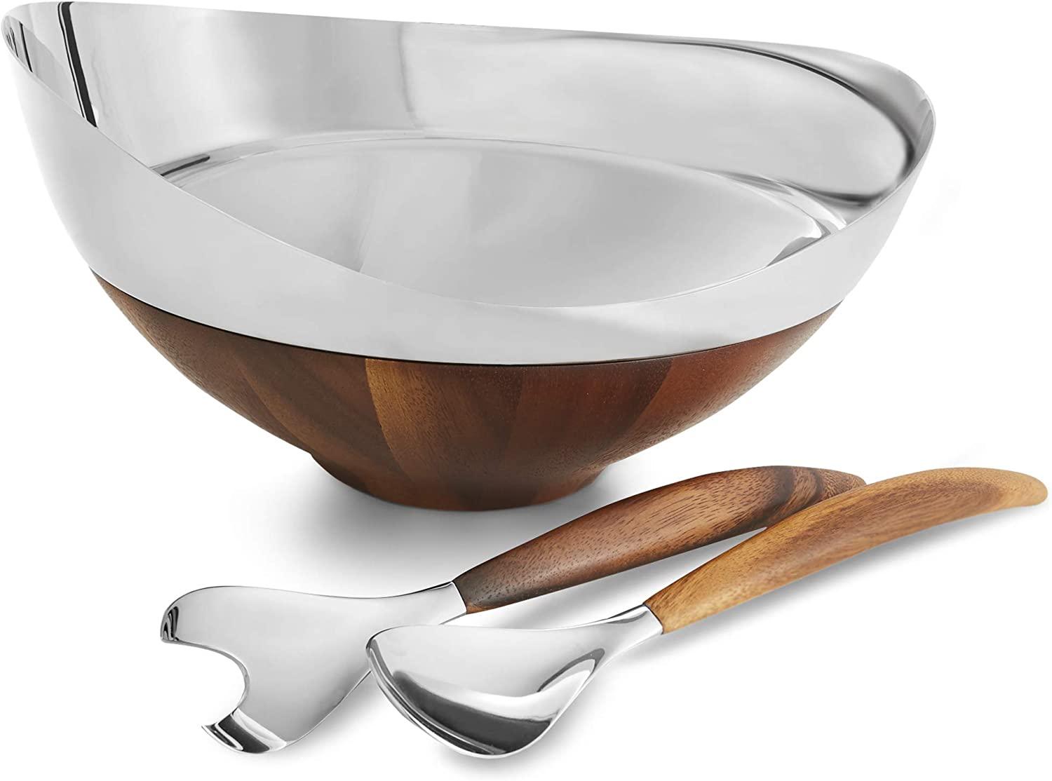 Nambe - Pulse Salad Bowl With Servers