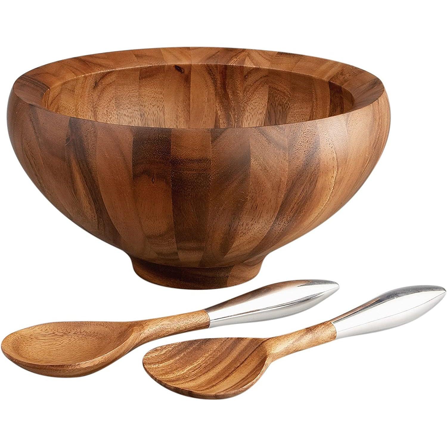 Nambe - Yaro Acacia Wood Salad Bowl With Servers 13