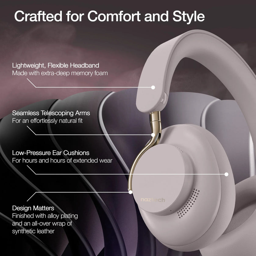 Naztech Bluetooth Headphones - AURA 360 ANC Wireless Noise Cancelling Over-the-Ear Headphones
