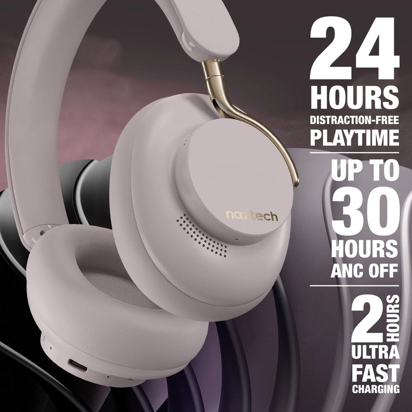 Naztech Bluetooth Headphones - AURA 360 ANC Wireless Noise Cancelling Over-the-Ear Headphones