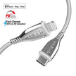 Naztech - Charge & Sync - TITANIUM USB-C to MFi Lightning Braided Fast Charge Cable | 6ft | White