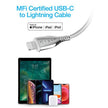 Naztech - Charge & Sync - TITANIUM USB-C to MFi Lightning Braided Fast Charge Cable | 6ft | White