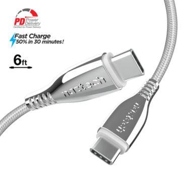 Naztech - Charge & Sync - USB-C to USB-C Titanium Braided| 6 foot