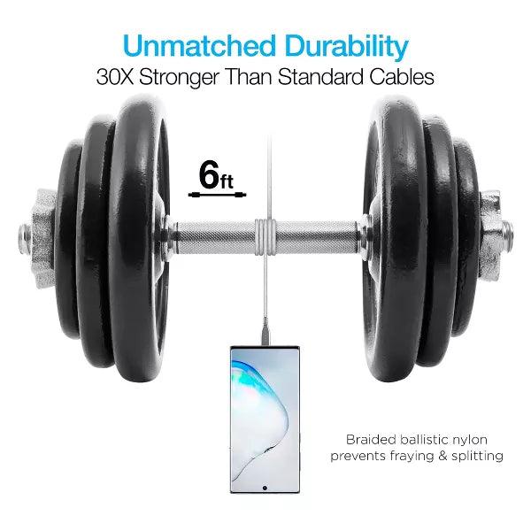 Naztech - Charge & Sync - USB-C to USB-C Titanium Braided| 6 foot