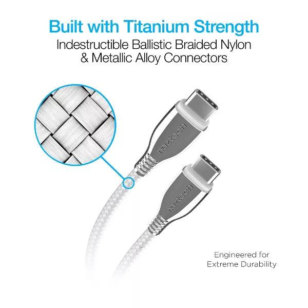 Naztech - Charge & Sync - USB-C to USB-C Titanium Braided| 6 foot