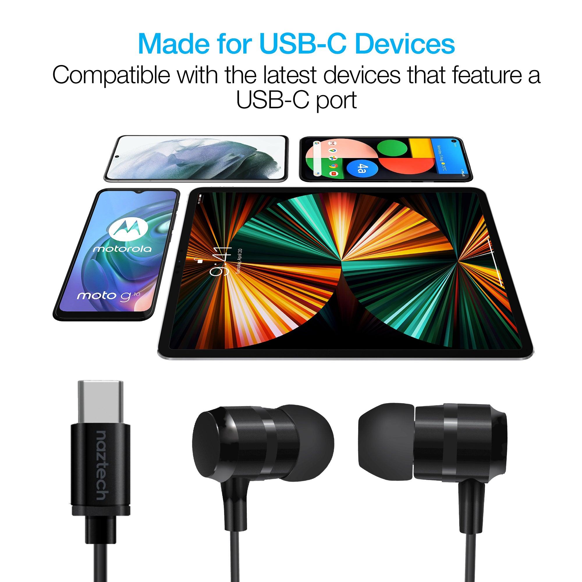 Naztech - Platinum High Fidelity USB-C Earbuds Black