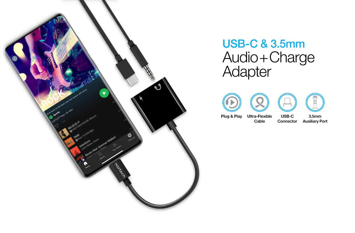 Naztech - USB-C Charging Adapter 35mm & USB-C In, to USB-C Out