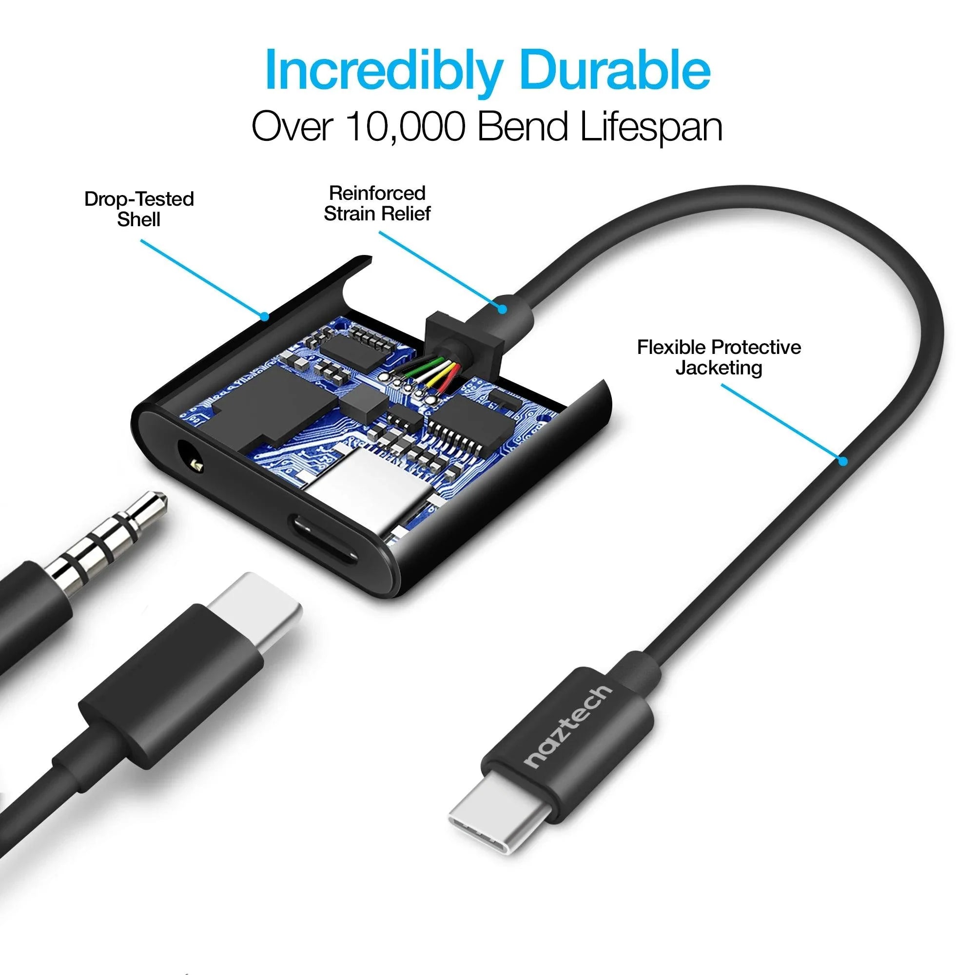 Naztech - USB-C Charging Adapter 35mm & USB-C In, to USB-C Out