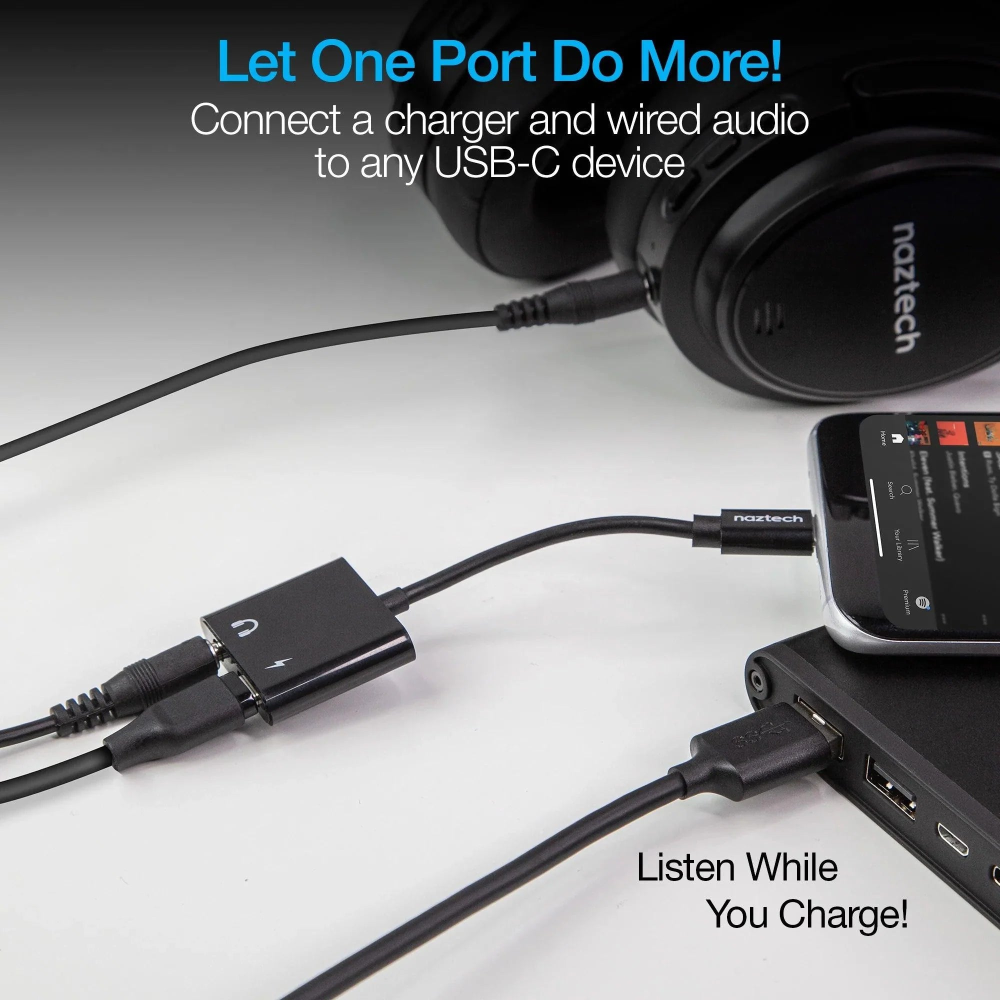 Naztech - USB-C Charging Adapter 35mm & USB-C In, to USB-C Out