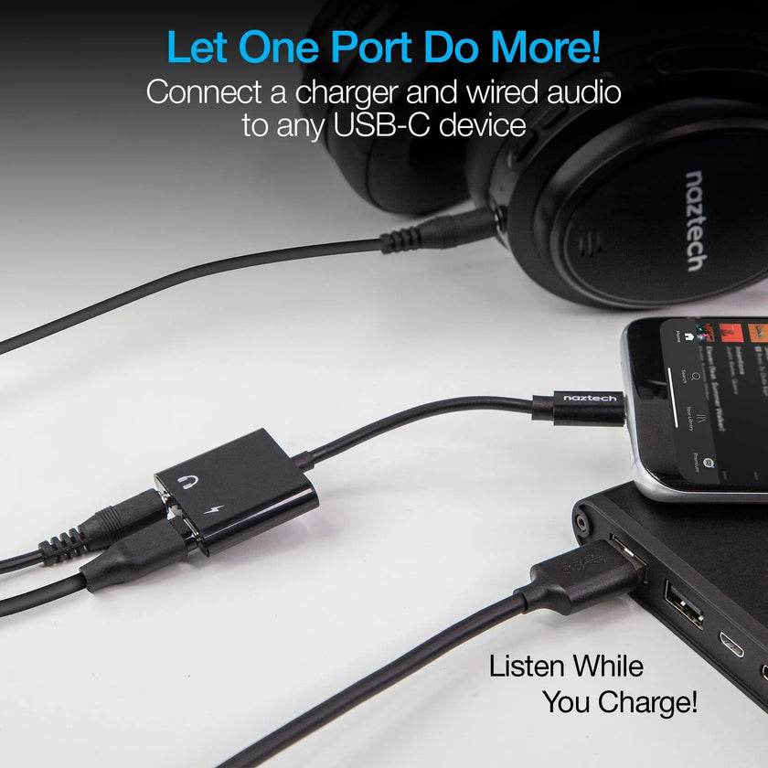 Naztech - USB-C Charging Adapter 35mm & USB-C In, to USB-C Out