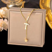 Necklace Ornament Titanium Steel Tassel 26 Letters Female Small Square Pendant Graceful Personality Jewelry