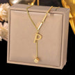 Necklace Ornament Titanium Steel Tassel 26 Letters Female Small Square Pendant Graceful Personality Jewelry