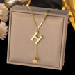 Necklace Ornament Titanium Steel Tassel 26 Letters Female Small Square Pendant Graceful Personality Jewelry