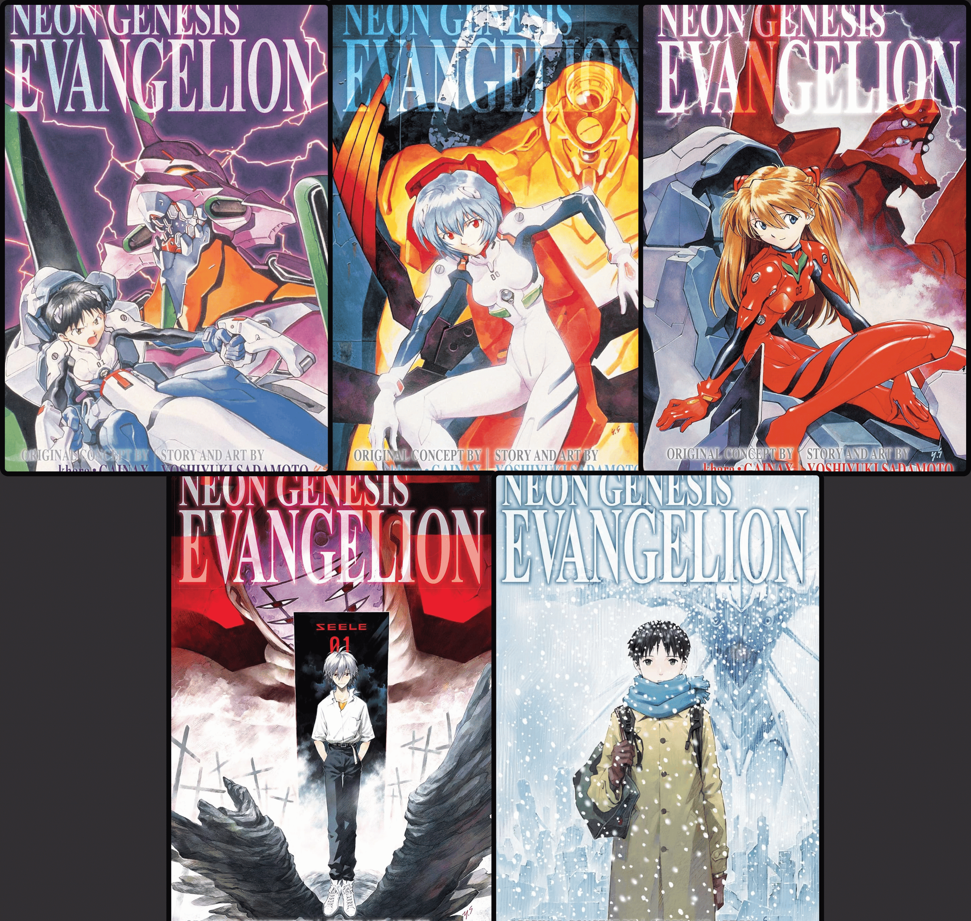 Neon Genesis Evangelion, Complete Series Omnibus Manga Set (Vol. 1-5)
