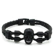 Men's Skull Black Buttons & Leather Bracelet - Neutral Stylish