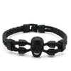 Men's Skull Black Buttons & Leather Bracelet - Neutral Stylish