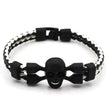 Men's Skull Black Buttons & Leather Bracelet - Neutral Stylish