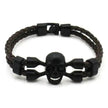 Men's Skull Black Buttons & Leather Bracelet - Neutral Stylish