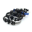 Men's Skull Black Buttons & Leather Bracelet - Neutral Stylish