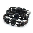 Men's Skull Black Buttons & Leather Bracelet - Neutral Stylish
