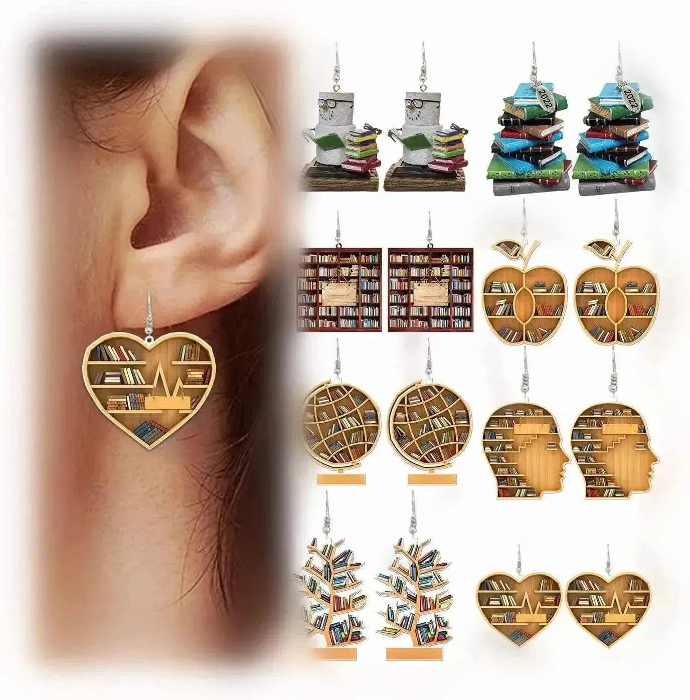 New Book Lovers Heart Librarian Earring