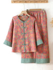 New Chinese Style Double Pure Cotton Gauze Pajamas For Women Spring Autumn Set